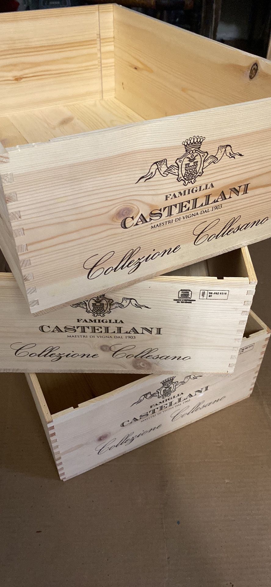 4 Wine Crates Storage Boxes Unfinished Raw Wood 20” X 13” X 7”