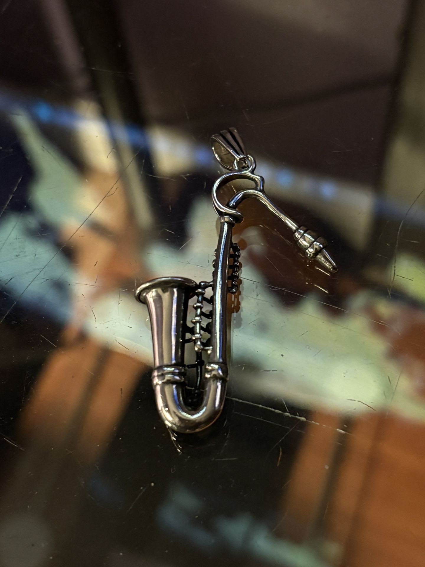 Sterling Silver Pendant Saxophone.925 Plata