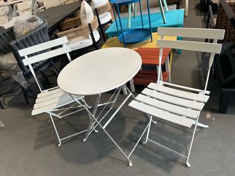 New -Steel Patio Bistro Set, Folding Outdoor Patio Furniture Sets, 3 Piece Patio Set of Foldable Patio Table and Chairs