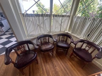Vintage St. Timothy Leather Captain’s Chairs – Set of 4