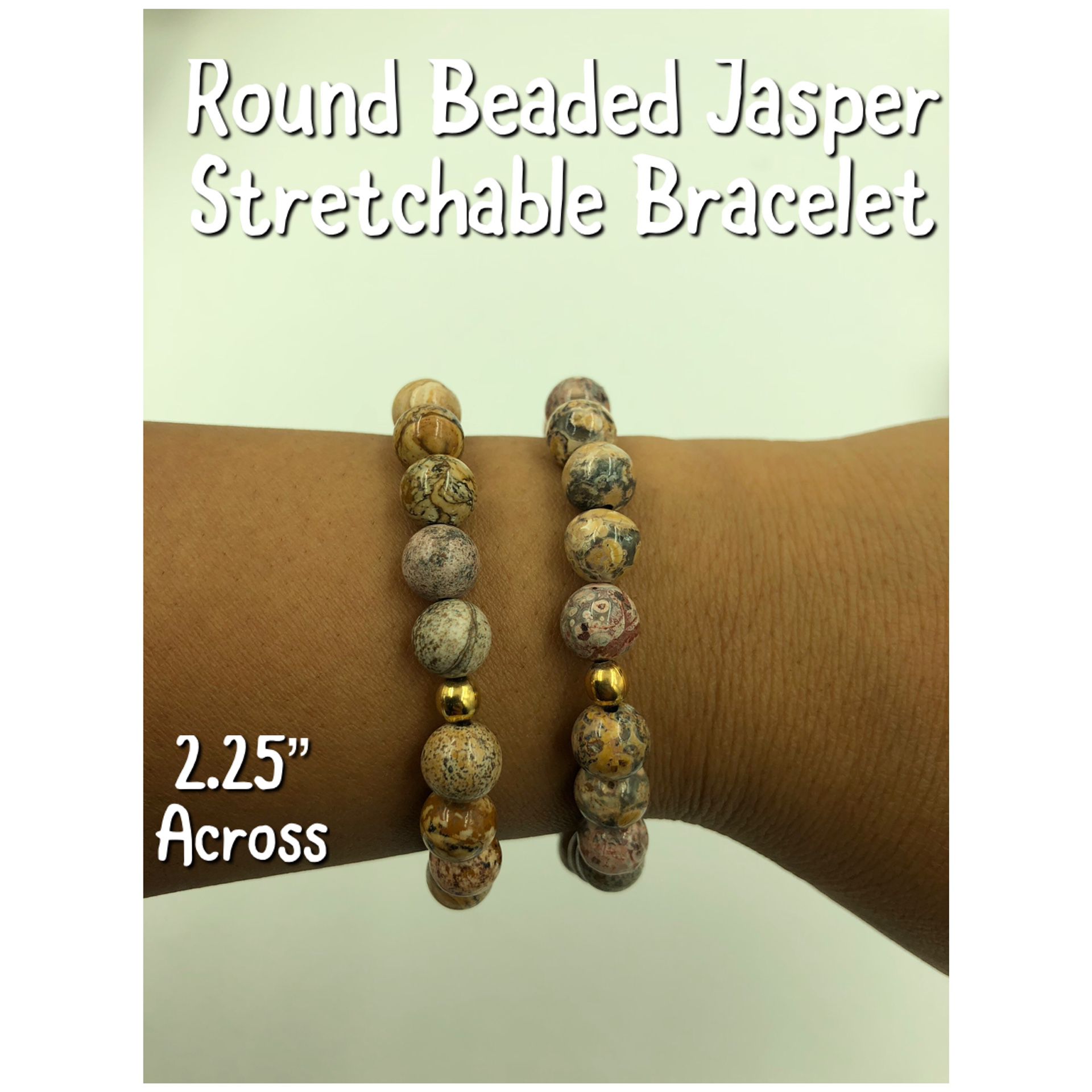 Round Beaded Jasper Stretchable Bracelet