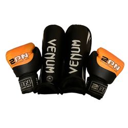 VENUM Shin Guards + 2PN 16oz Boxing Gloves – Used