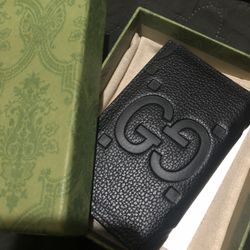 GUCCI Jumbo GG Wallet Black Leather 