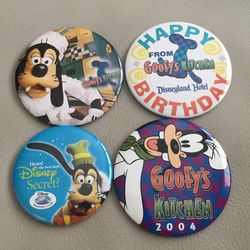 Lot of 4 Disney Goofy Pins Buttons