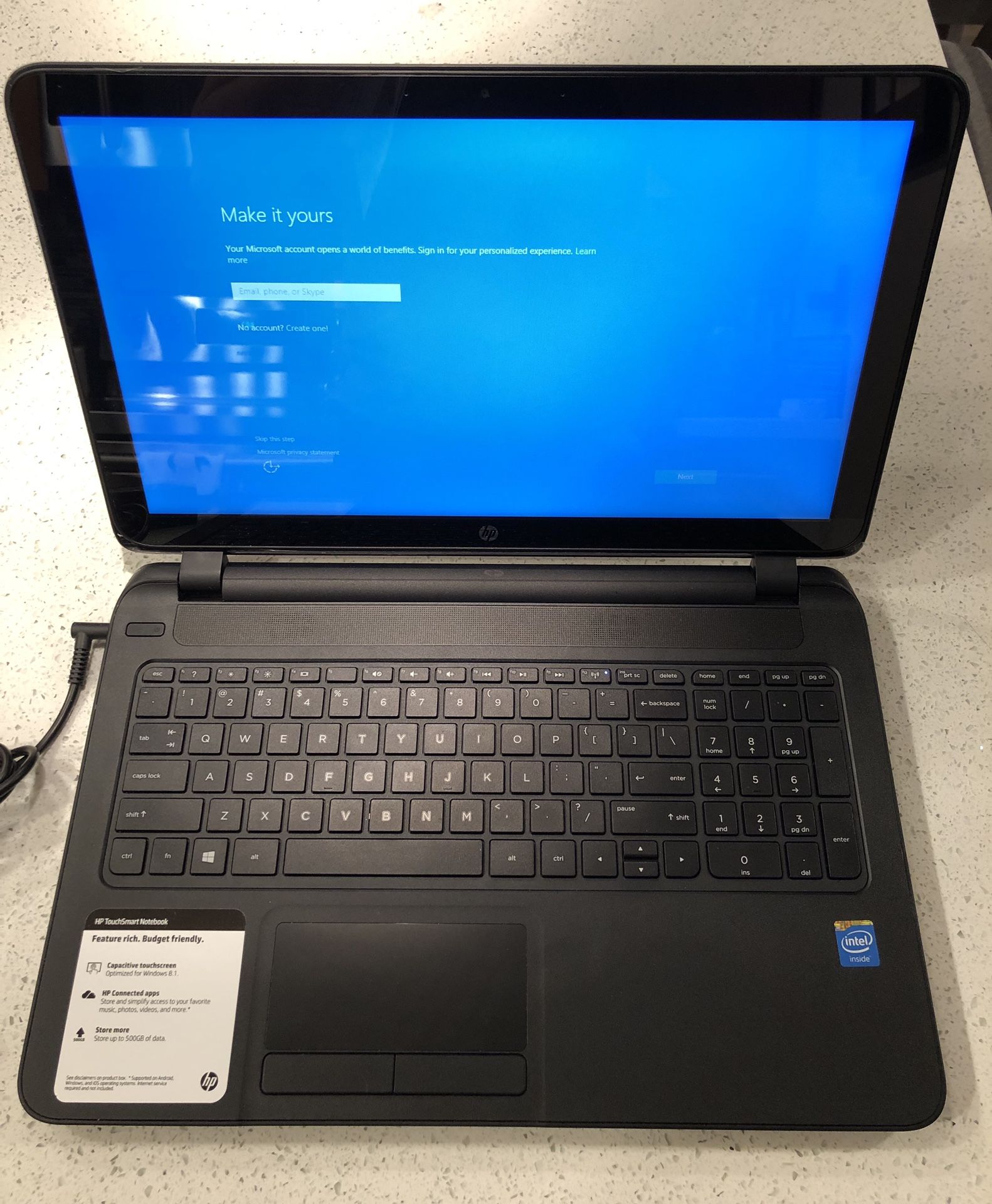 Hp Touchscreen Notebook 15.6” screen