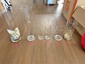 Wedding Centerpieces | Glass Cylinder Vases + Pillar Candles | Bulk Lot (200+)