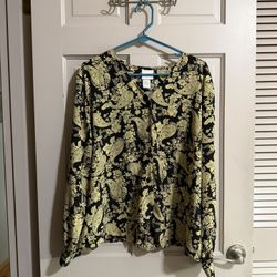 Womens Plus Size Long Sleeve Floral And Paisley Top Size 20W