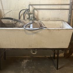 Vintage Double Bowl Concrete Laundry Sink 