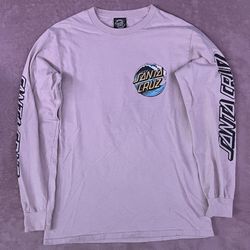 Santa Cruz Men’s Beige Long Sleeve Graphic T-shirt Logo Size S 