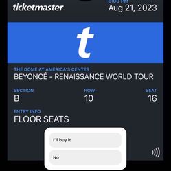 Beyoncé Front Row Set Tickets 