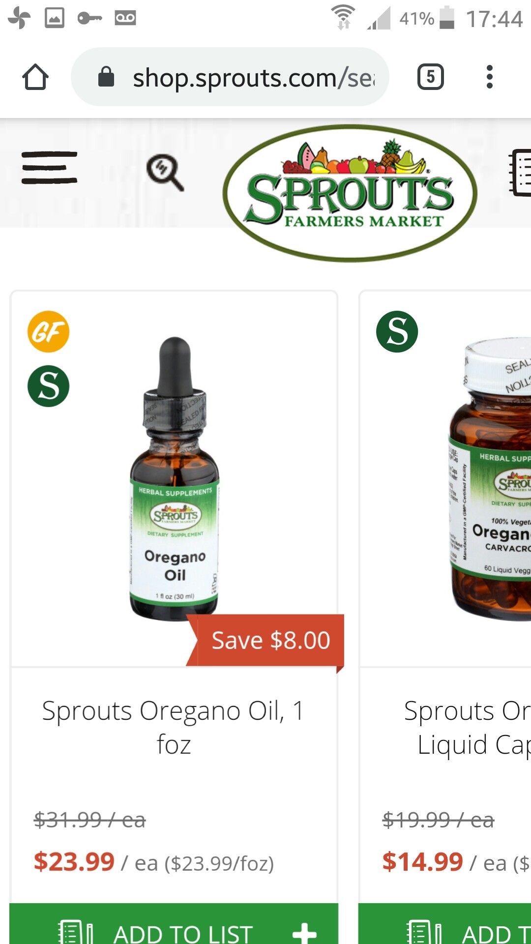 Oregano Oil 1 oz from Sprouts Farmers Market