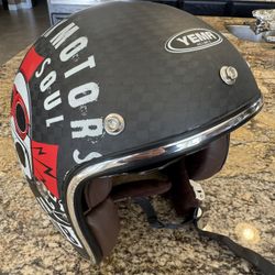 Yema Free Soul open-face motorcycle helmet with a skull graphic - LG 59-60