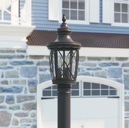 allen + roth Castine 19.5-in Bronze Traditional Outdoor Light Post Lantern