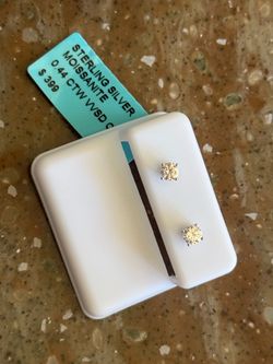 Sterling Silver Moissanite Stud Earrings – 0.44 CTW VVS