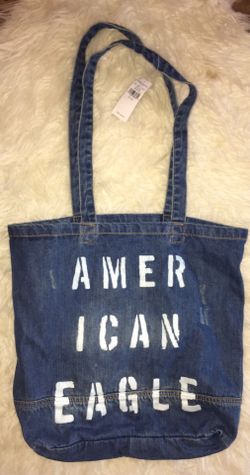 American eagle denim tote book bag shopper purse denim brand new with tags distressed