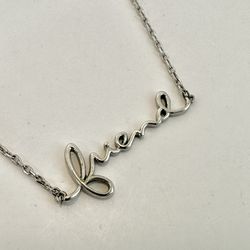 Kathy Davis Scatterjoy Friend Script Silver Plated Pendant  Necklace 