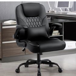 Executive Office Chair PU,Leather Office Chair with Wheels,360° Swivel Rolling Chair with Padded Arms,Ergonomic Computer Chair with Lumbar Support for