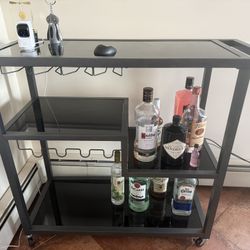 Bar cart With Wine Glass And Wine Bottle Holders