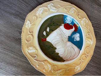 12” rooster decorative plate