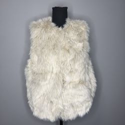 GAP Women's Faux Fur Vest - Cream