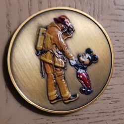 NEW Mickey's Fire Department Collectable Challenge Coin Walt Disney Fire House