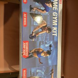 SPRI Home Gym Kit includes Jump Rope, Push-up Bars, Ab Wheel and Medium Resistance Tube