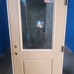 NEW 36" X 80" ThermaTru Fiberglass 1/2 Light Entry Door With Frame