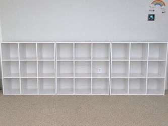 Cube Organizer Shelves 3 White 11" 9  kids playroom or bedroom for toys organization or desk