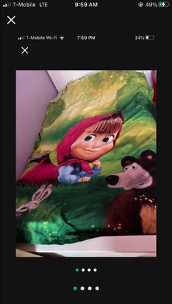 New Masha and The Bear RUSSIAN cartoon Twin size Duvet Cover with 2 pillow cases