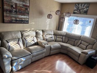 Large Leather Reclining Sectional Sofa
