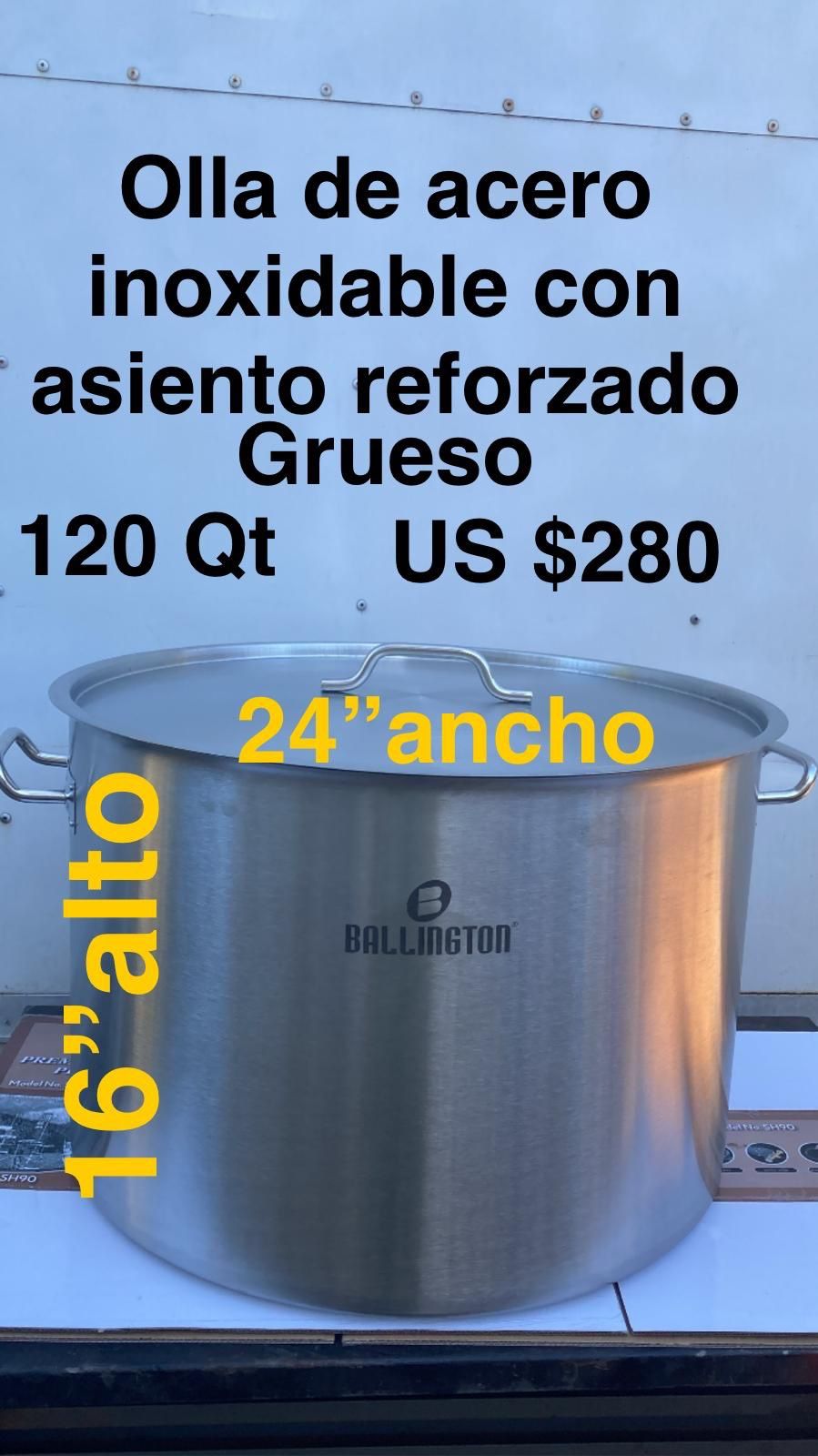 Olla De Acero Inoxidable Tamalera Con Asiento Reforzado Grueso 120 Qts