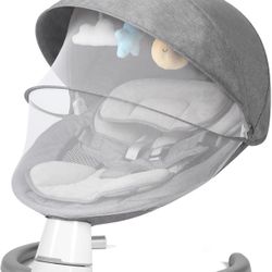 Baby Swing for Infants, Baby Rocker with 5 Speed & 10 Preset Lullabies, Bluetooth Support, 5 Point Harness with Remote Control and 3 Hanging Toys, Gra