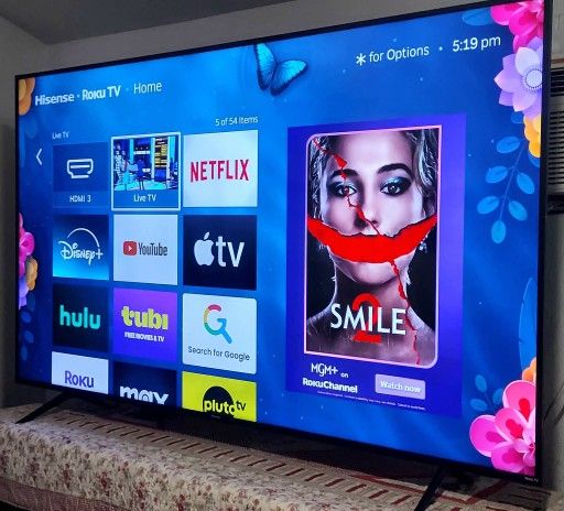 🟡SMART  TV   HISENSE   75"  4K  ROKU   LED  HDR   DOLBY   VISION   FULL  UHD  2160p🟢 ( NEGOTIABLE  )🟣  FREE   DELIVERY 🔴