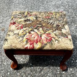 Vintage Wood Footstool - Jungle & Floral Theme 