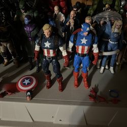 Marvel Legends Captain America Lot (2 Figures + Accessories + Custom Head Sculpt