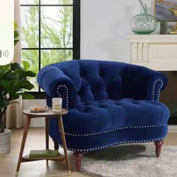 La Rosa Traditional Velvet Tufted Navy Blue Living Room Accent Arm Chair.   retail price $820 our price $350    Jennifer Taylor Model # 2525-1-859   L