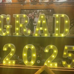 Soft White GRAD letters And Year