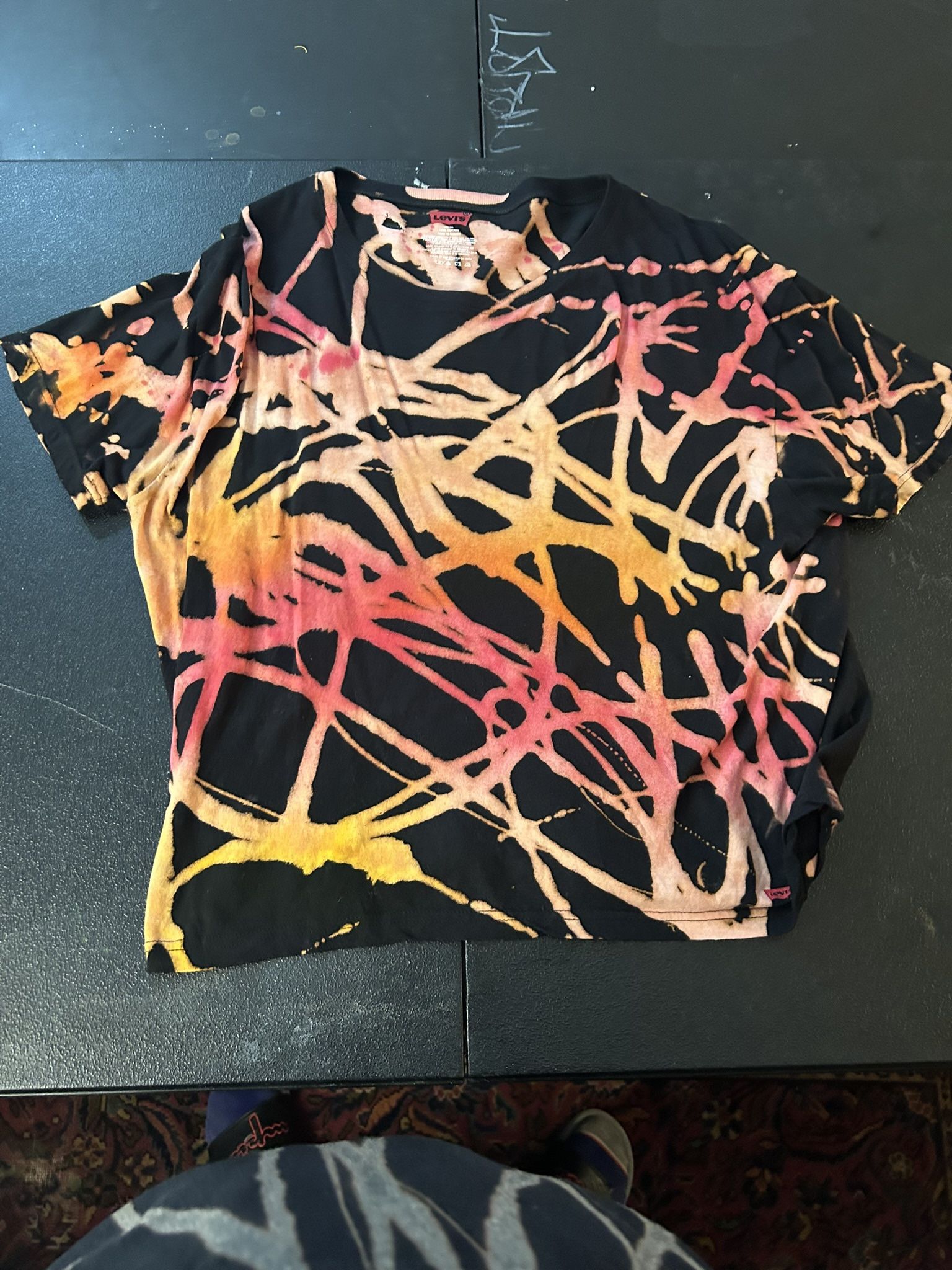 Bleached and Dyed Black Levi Tee Size XL
