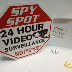 SPY SPOT 24 HOUR VIDEO SURVEILLANCE PLASTIC SIGN 