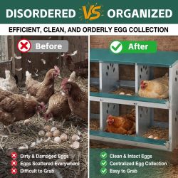 8 Compartment Chicken Nesting Boxes,For Laying Eggs, Metal Poultry Nest Box Wall Mount for Chickens, Hens, Large Vented Holes Chicken Coop Box