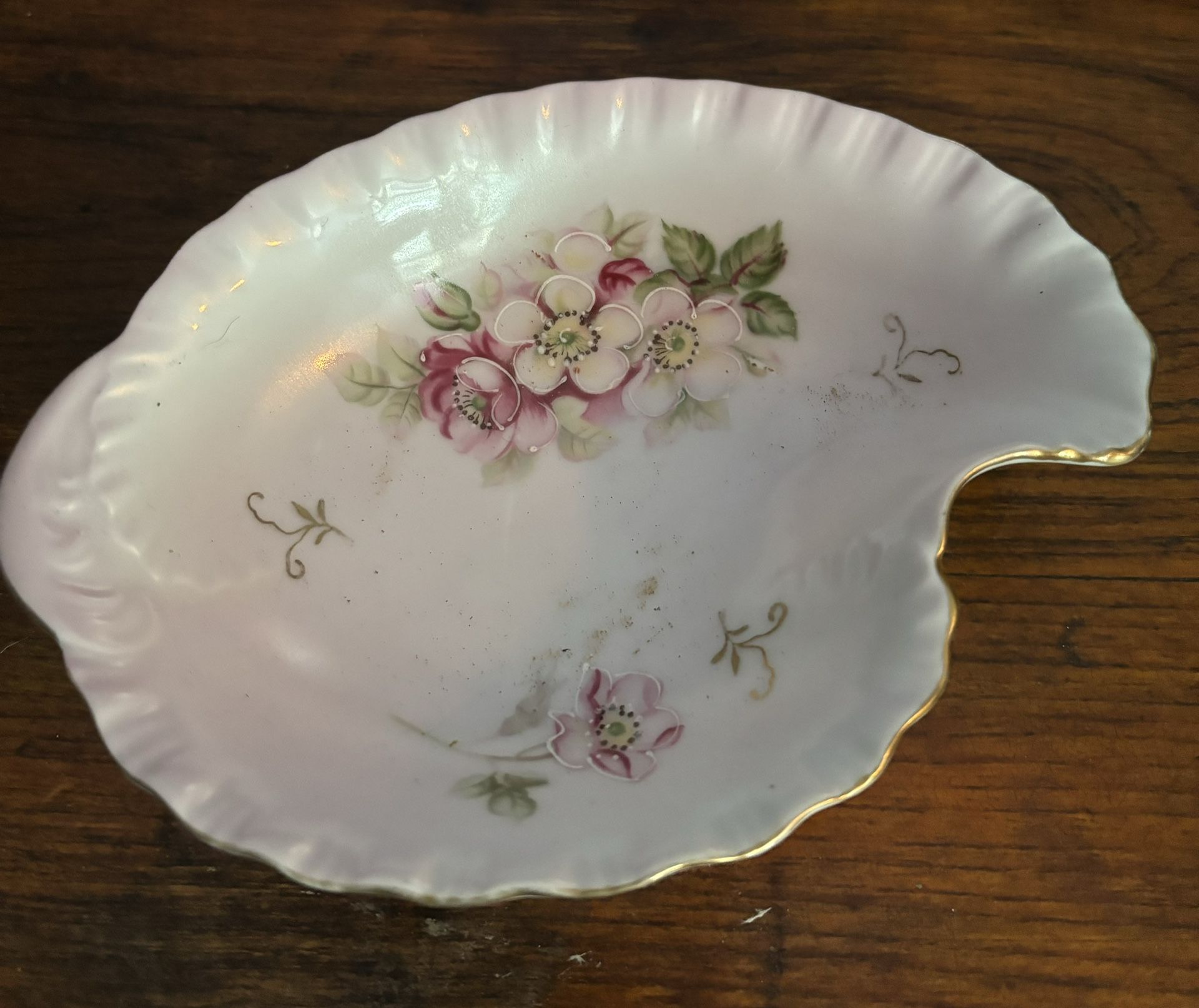 Small Pink antique floral dish