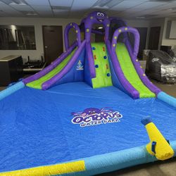 Inflatable Water Park Octopus Bounce House 2 Slides Climbing Wall Without Blower
