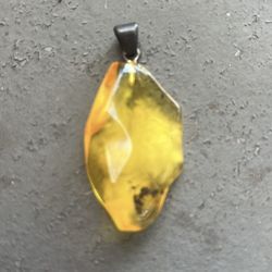 Translucent yellow clear rare Baltic amber pendant