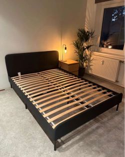 Dark Gray full Bed Frame with mattress