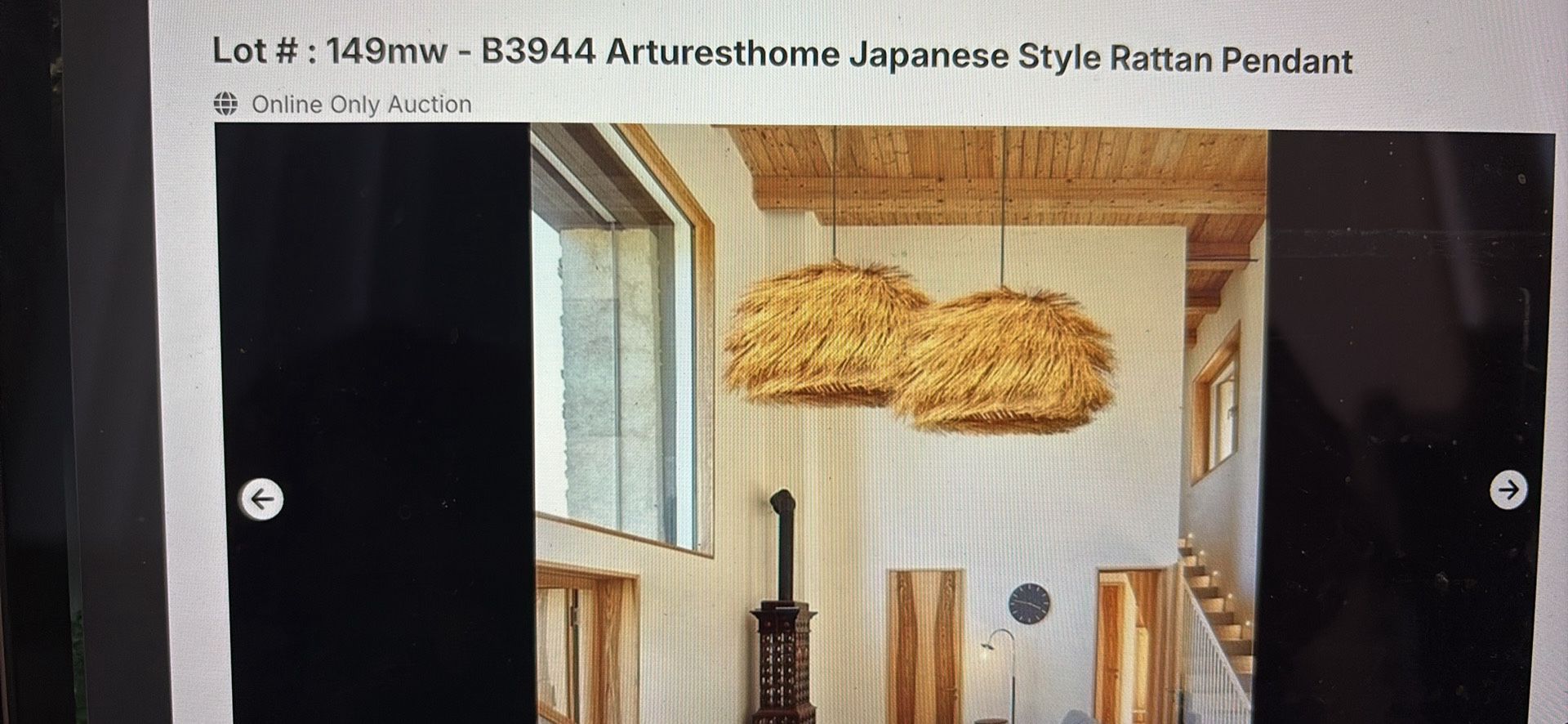 New Arturesthome Japanese Style Rattan Pendant (B3944)