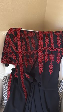 Gorgeous new not used black and red embroidery Cape with belt