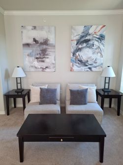 Living room tables and lamps set.