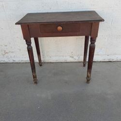 Antique Wood End Table with Drawer - $45