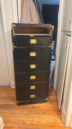Vintage MCM Morris of California Colormates campaign tallboy chest project piece