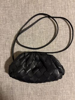 Bottega Veneta Black Intrecciato Woven Leather Mini Crossbody Pouch Bag Vintage